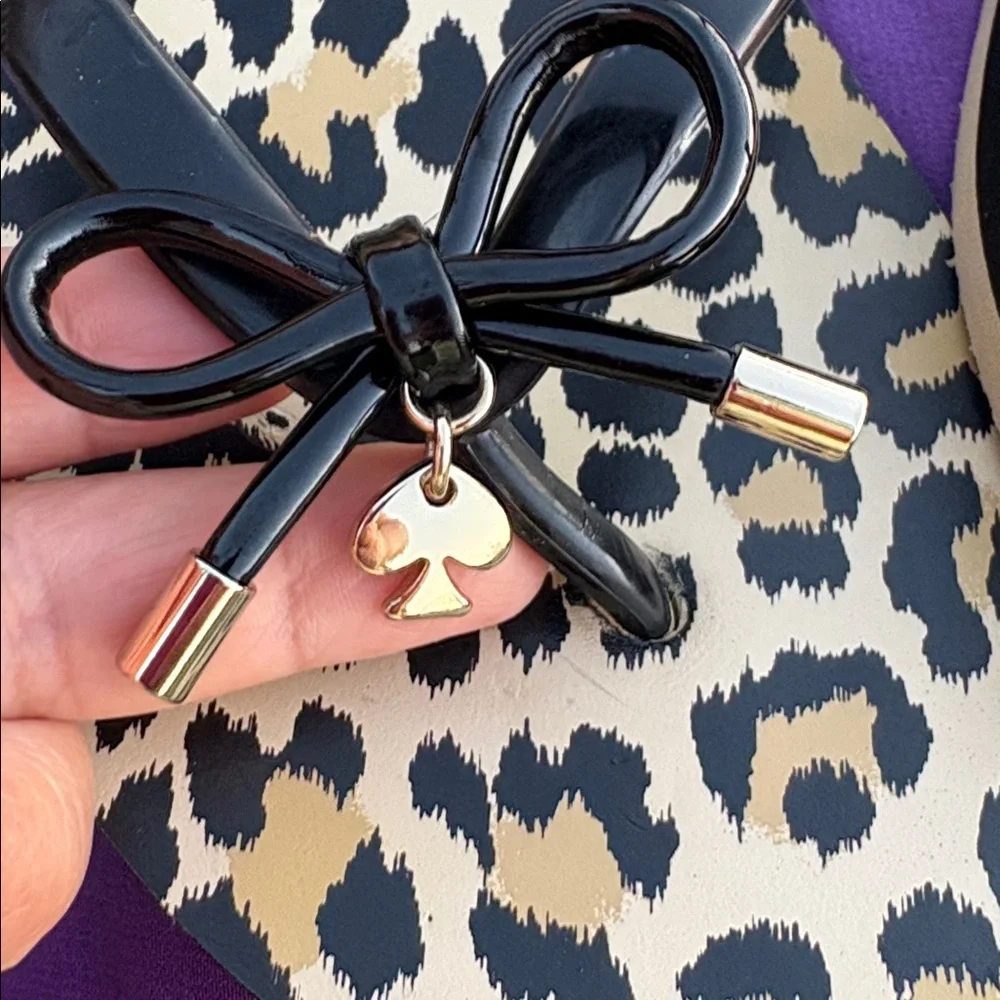 Kate Spade Leopard Print Black and Tan Sandals